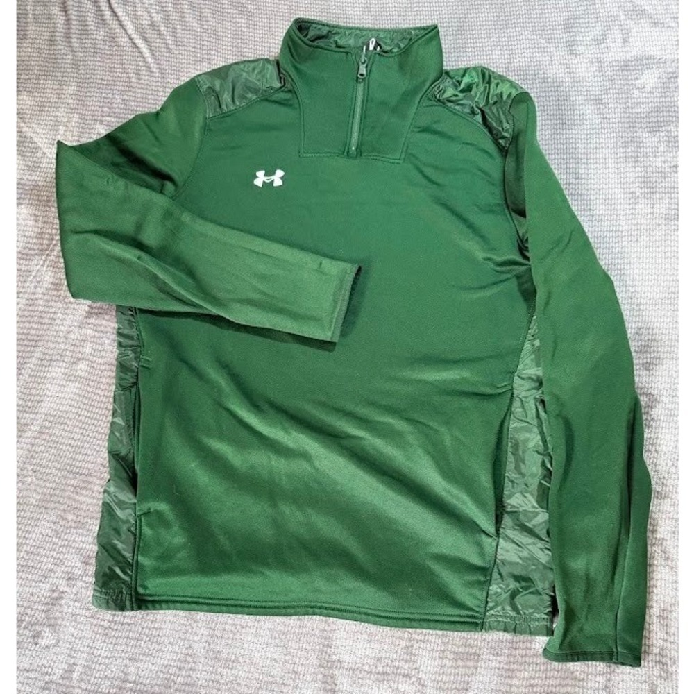 Under Armour Mens Large Green Quarter Zip Pullover Mixed Media Training Top